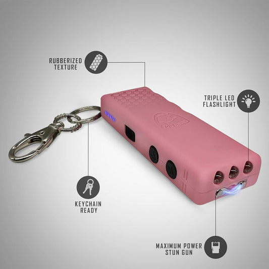 Hornet+ Pink Mini Stun Gun Keychain with Flashlight Rechargeable