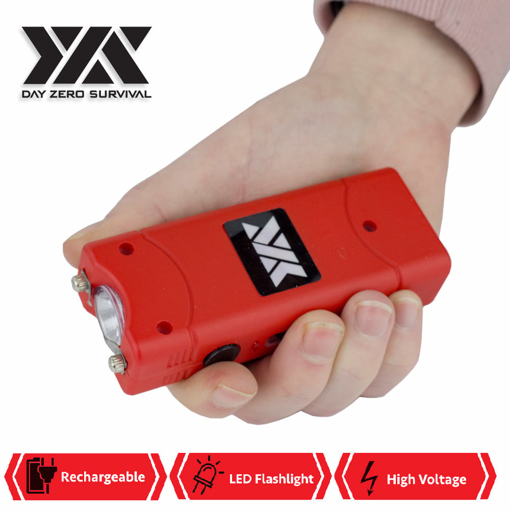 Red DZS Rechargeable Self Defense Ultra Mini Stun Gun With LED FlashLight