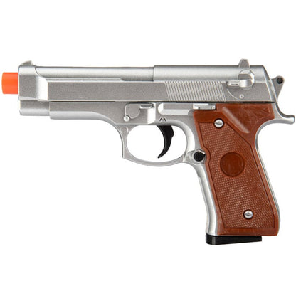 Metal Spring-Loaded Airsoft Gun - 92F Silver Tactical Pistol
