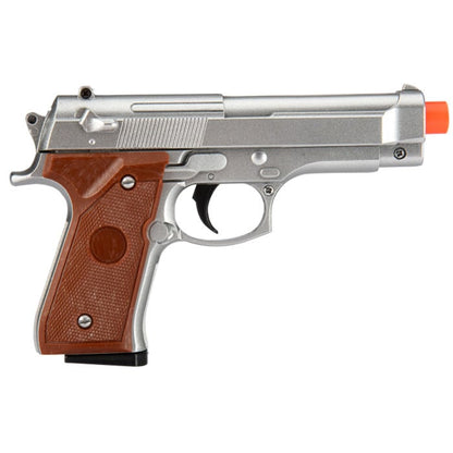 Metal Spring-Loaded Airsoft Gun - 92F Silver Tactical Pistol