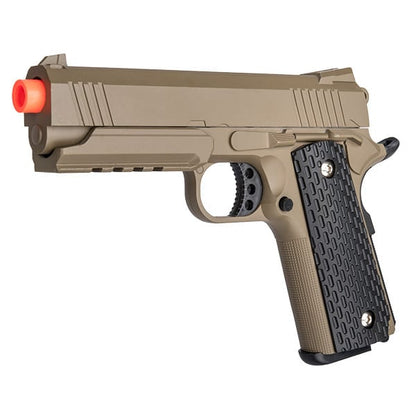 Metal 1911 Airsoft Warrior Spring Pistol With Rail in DARK EARTH
