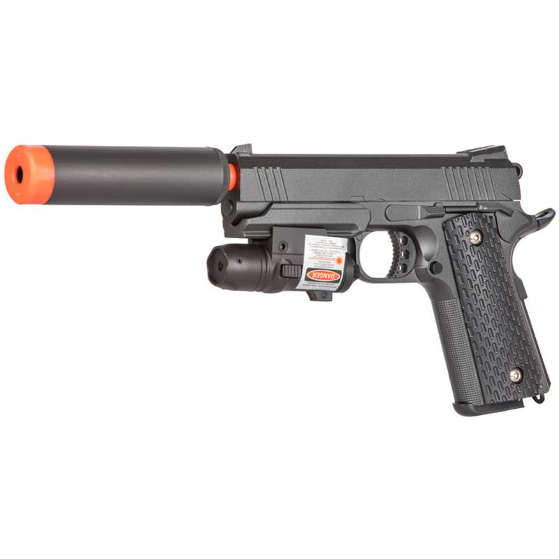 Warrior Metal Airsoft Spring Pistol With Red Dot Laser