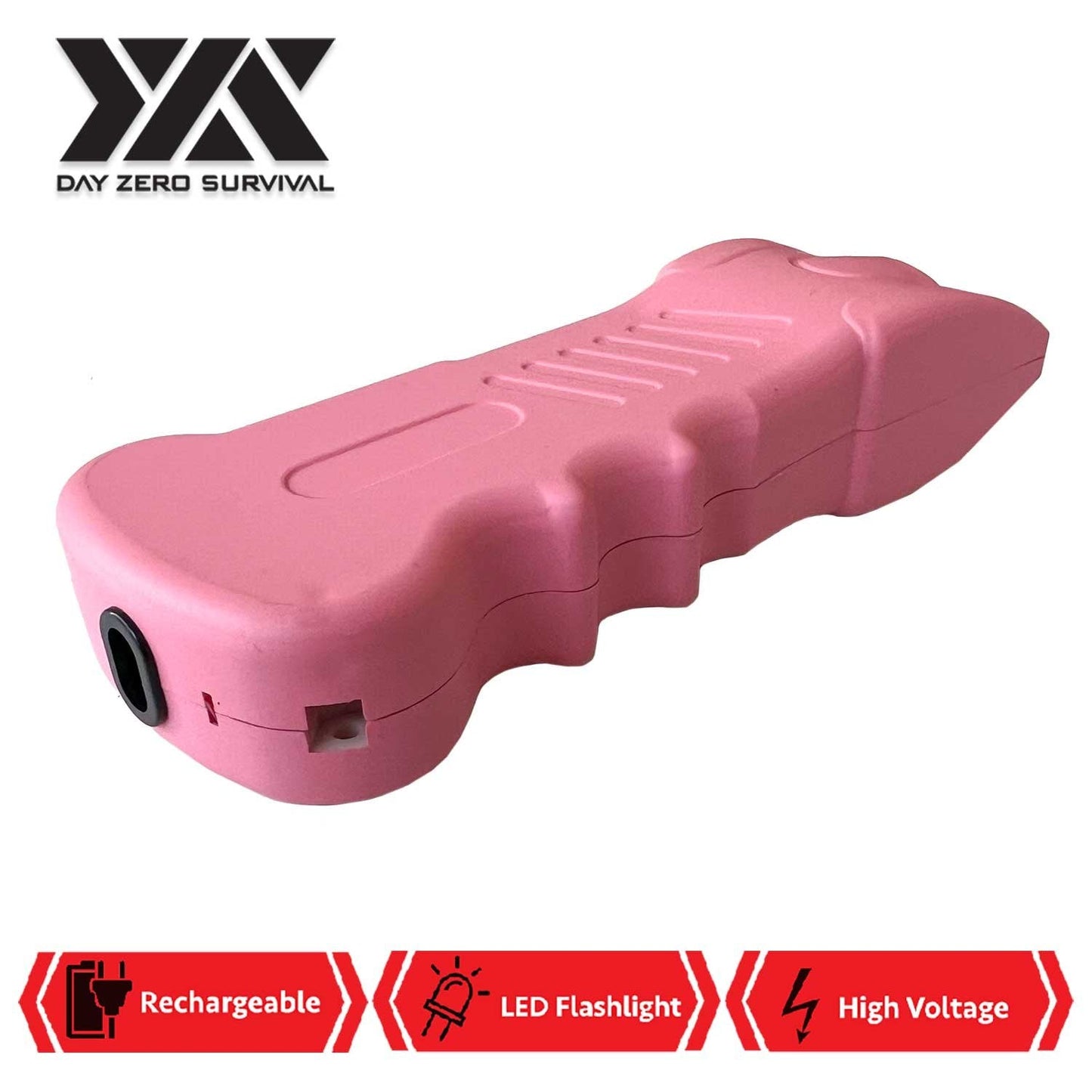 25 Million Volts Stun Gun Rechargeable with LED Flashlight Pink
