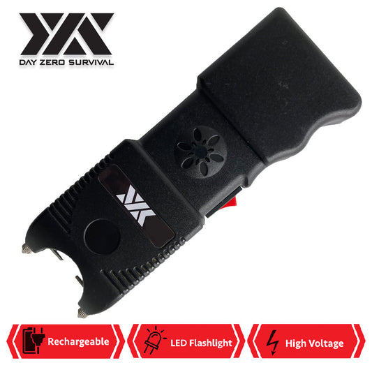 DZS Stun Gun Heavy Duty Rechargeable with Siren Alarm LED Flashlight
