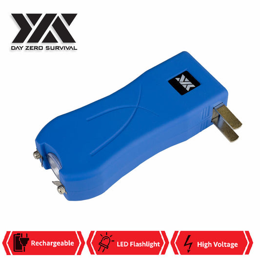 DZS Maximum Power Rechargeable Blue Stun Gun With LED Flash Light