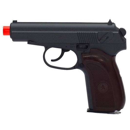 Metal Spring Airsoft Pistol in Black & Wood. Shoots 245 FPS