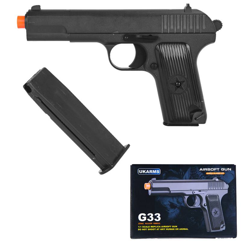 Full Metal Military Airsoft Spring Pistol Hand Gun 8" Overall