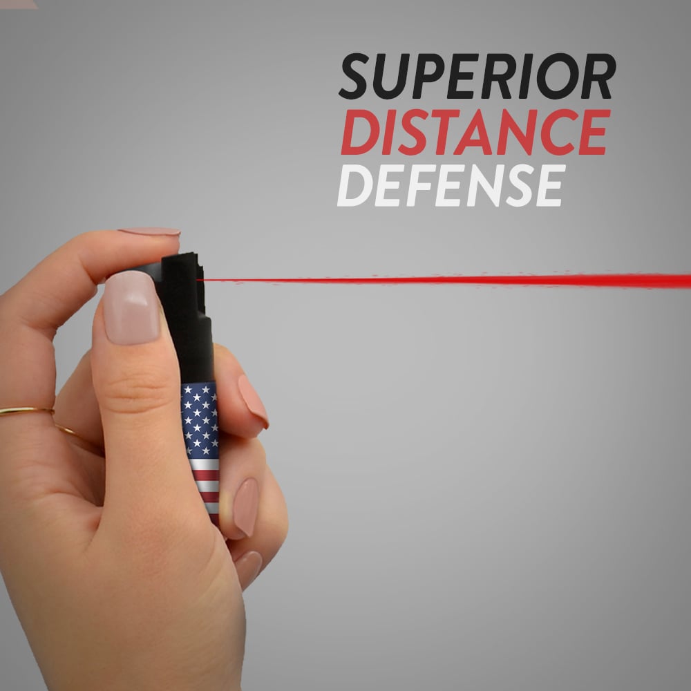 USA Flag Keychain Mini Pepper Spray for Self Defense - Safety Twist Top to Prevent Accident