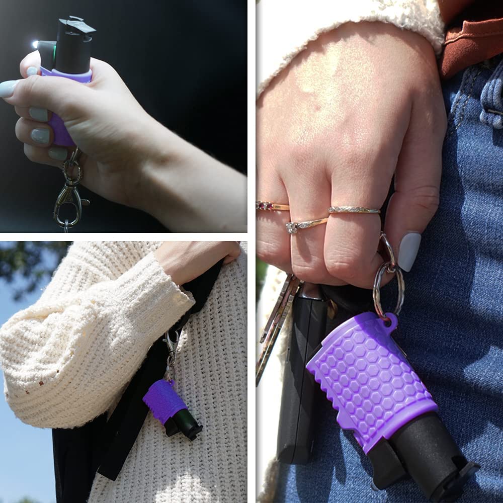 Light EM Up - Self Defense Combo with Red Pepper Spray & Flashlight - Purple