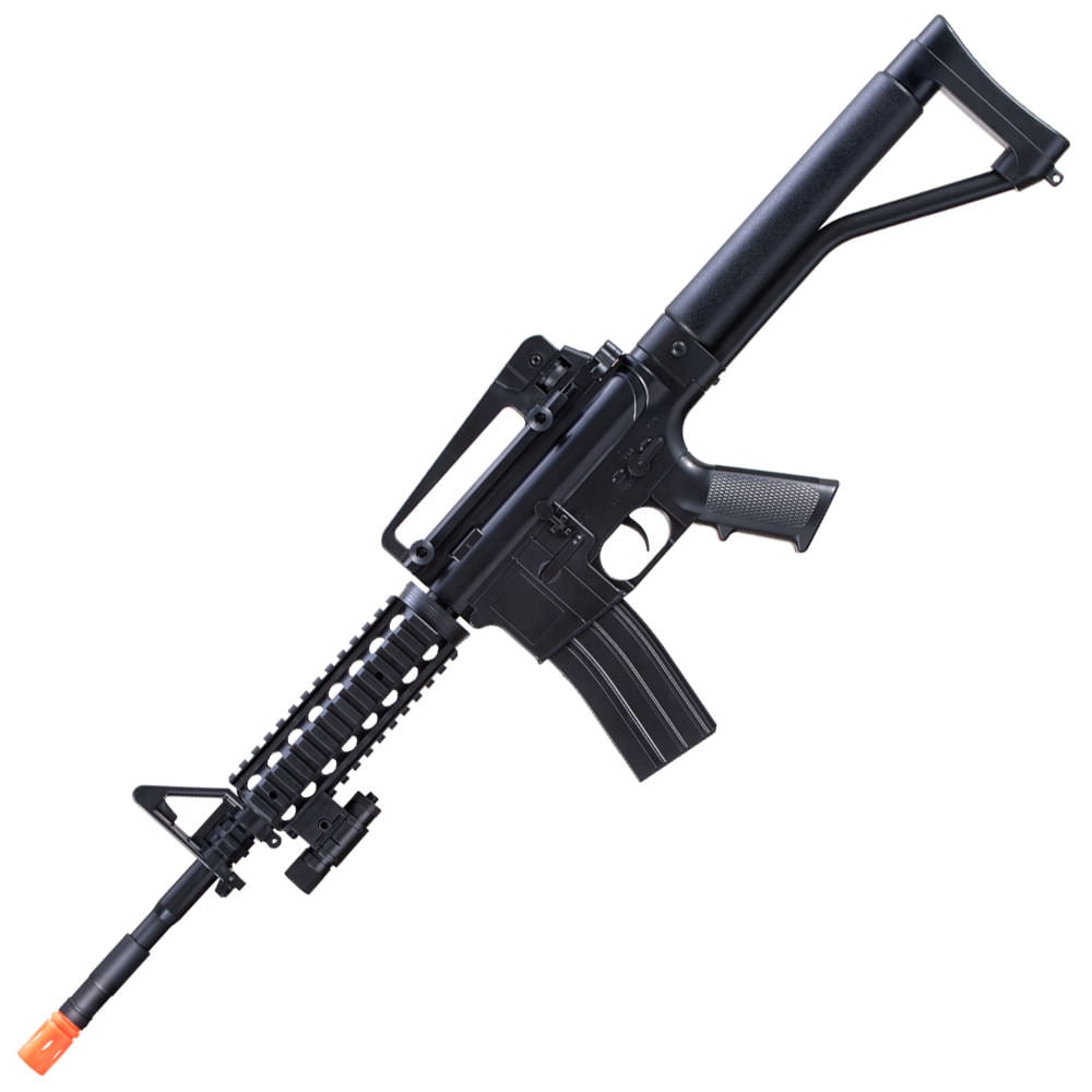 Spring Powered Airsoft Rifle with 2 Magazines and 2 Stocks