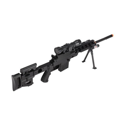 Spring Airsoft Sniper Rifle Gun W/ Scope Laser Light Bipod 350 FPS