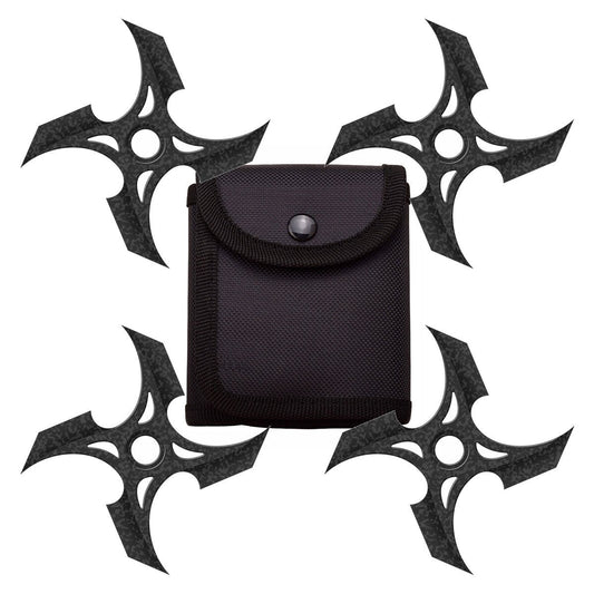 4 Pc Set Stonewash Finish Four Point Throwing Ninja Stars Shuriken