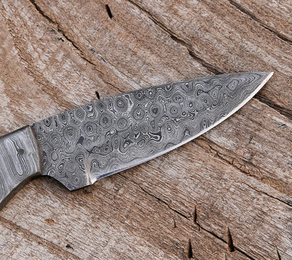 9.5" Custom Handmade Damascus Steel Hunting Skinning Knife Bone