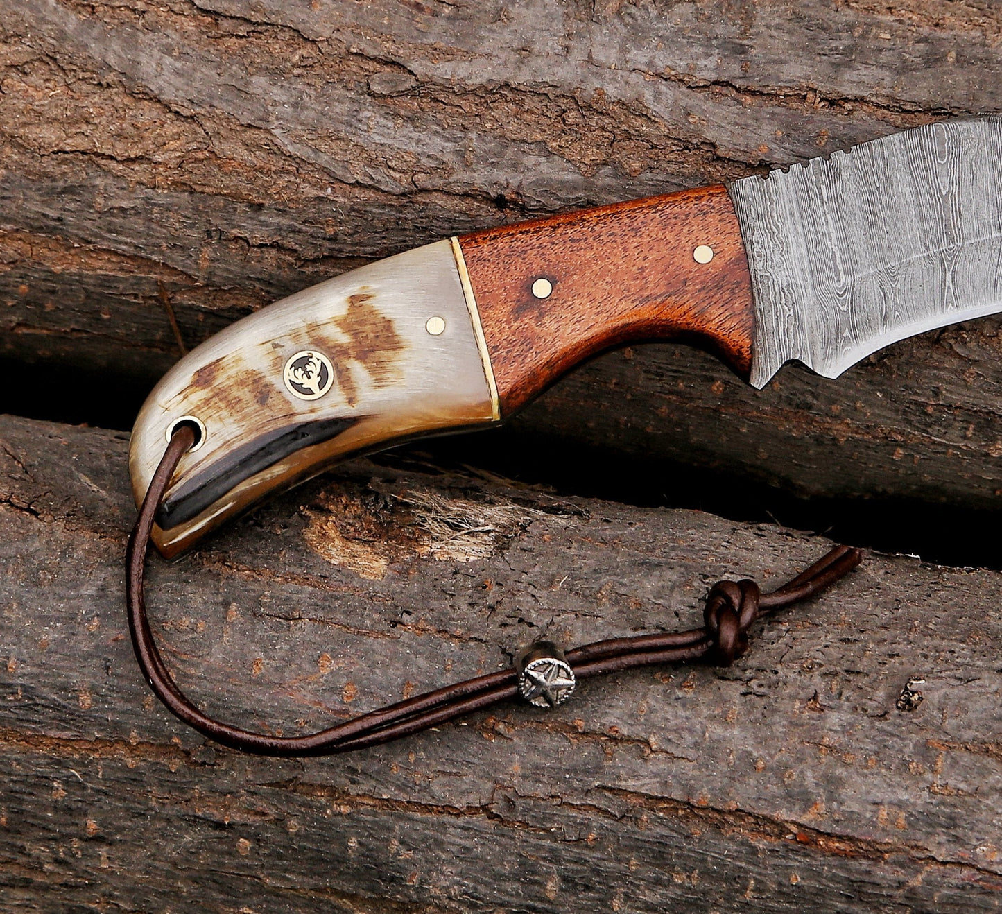 10" Custom Handmade Damascus Steel Hunting Skinning Knife Ram