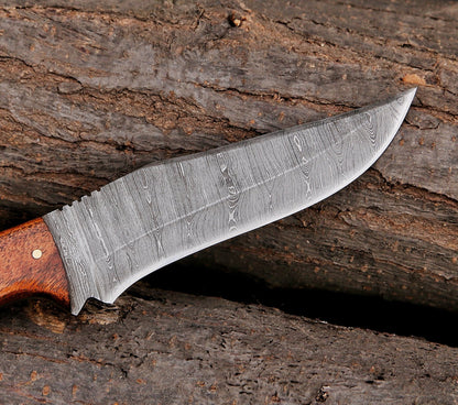 10" Custom Handmade Damascus Steel Hunting Skinning Knife Ram