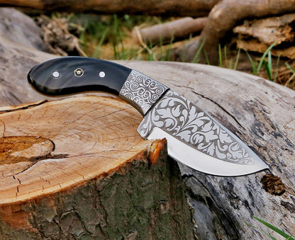 Custom Engraved Handmade 12C27 Stainless Steel Hunting Skinning Knife 10"