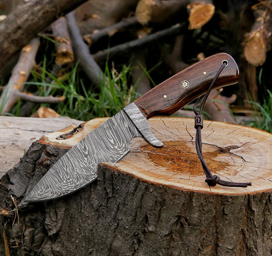 Fixed Blade Handmade Damascus Steel Hunting Bowie Knife 10"