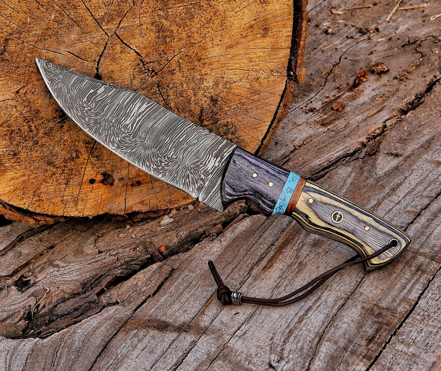 12" Custom Handmade Damascus Steel Hunting Bowie Knife
