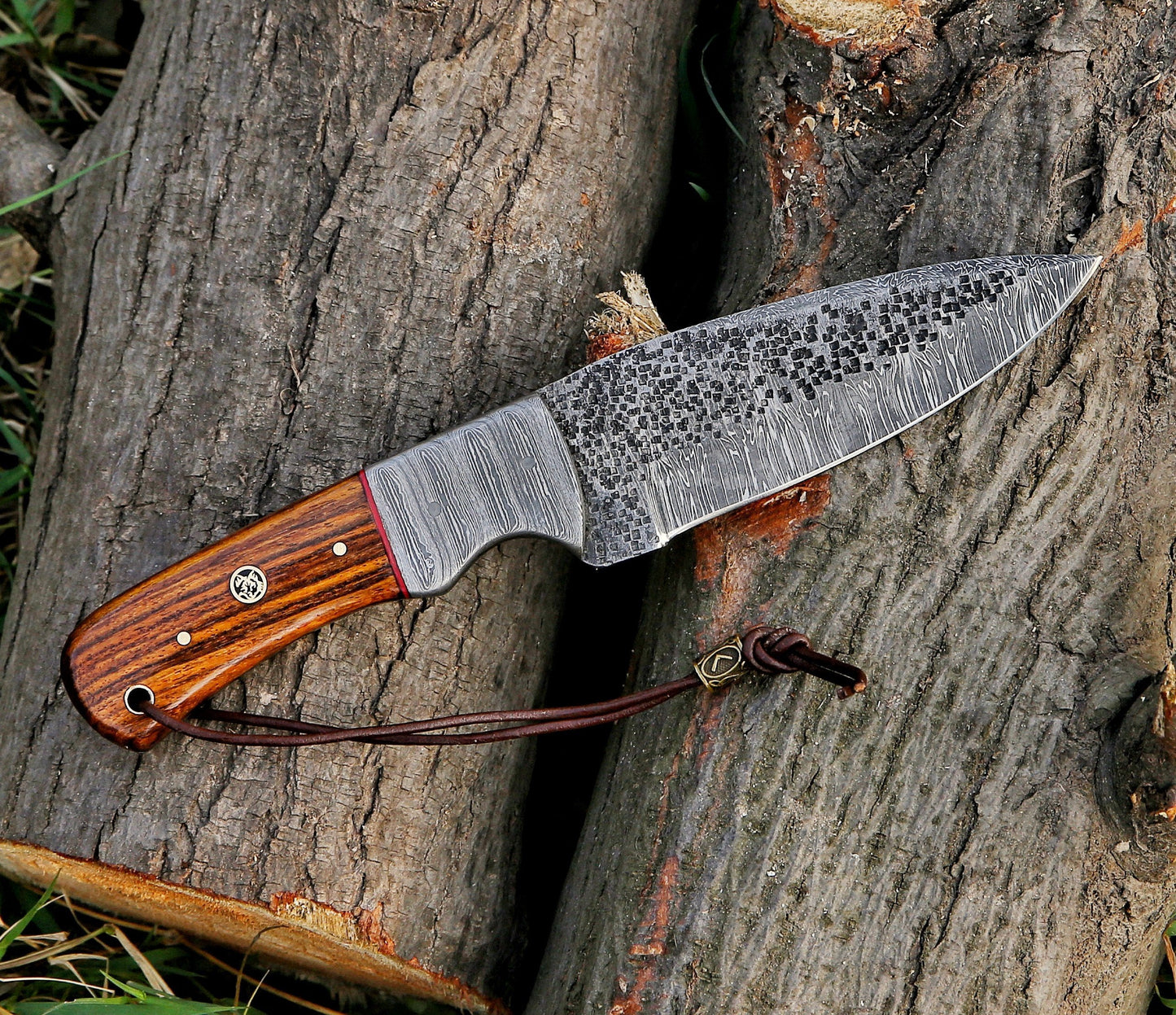 10" Custom Handmade Hammered Damascus Steel Hunting Skinning Knife