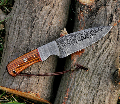 10" Custom Handmade Hammered Damascus Steel Hunting Skinning Knife