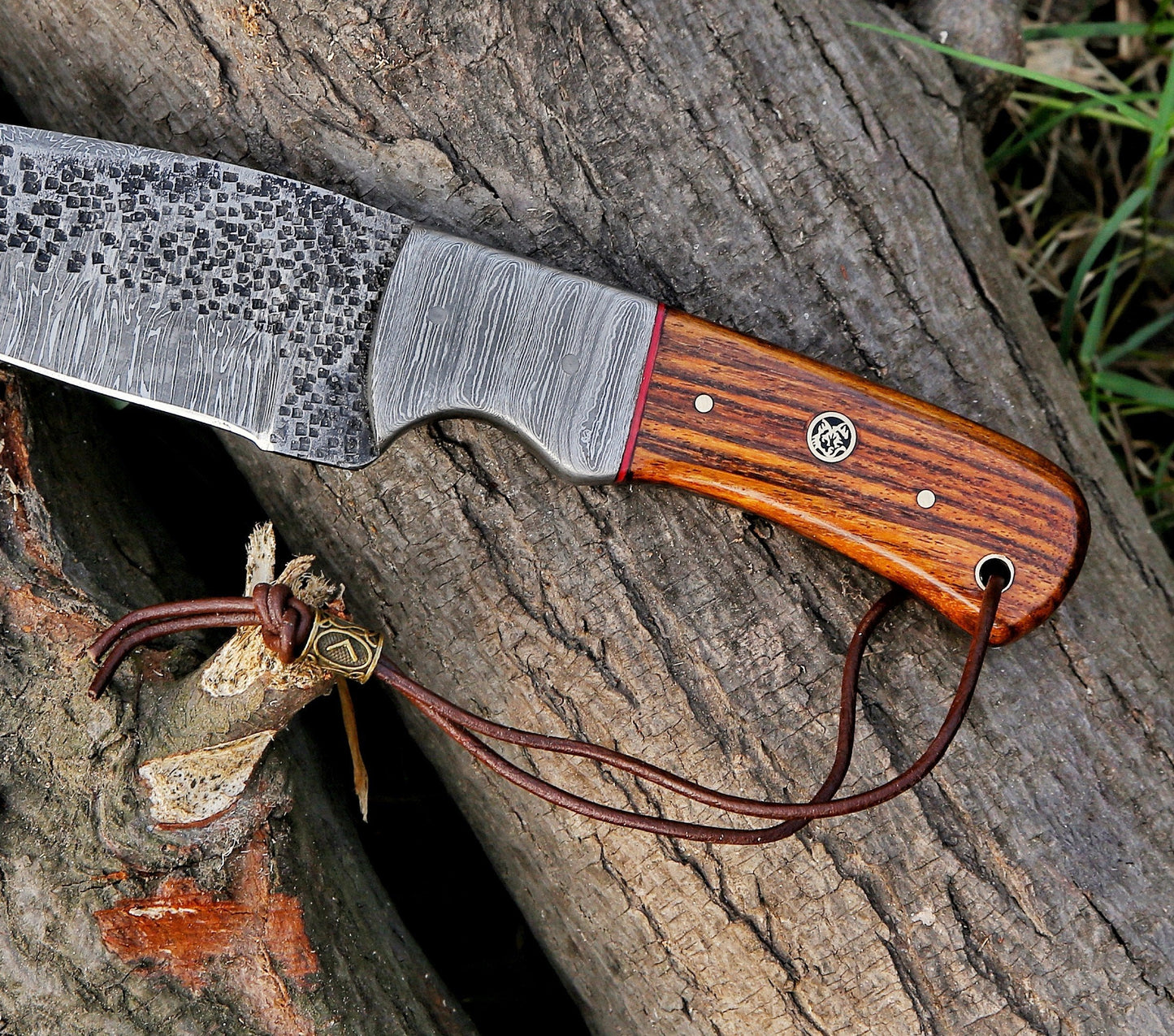 10" Custom Handmade Hammered Damascus Steel Hunting Skinning Knife