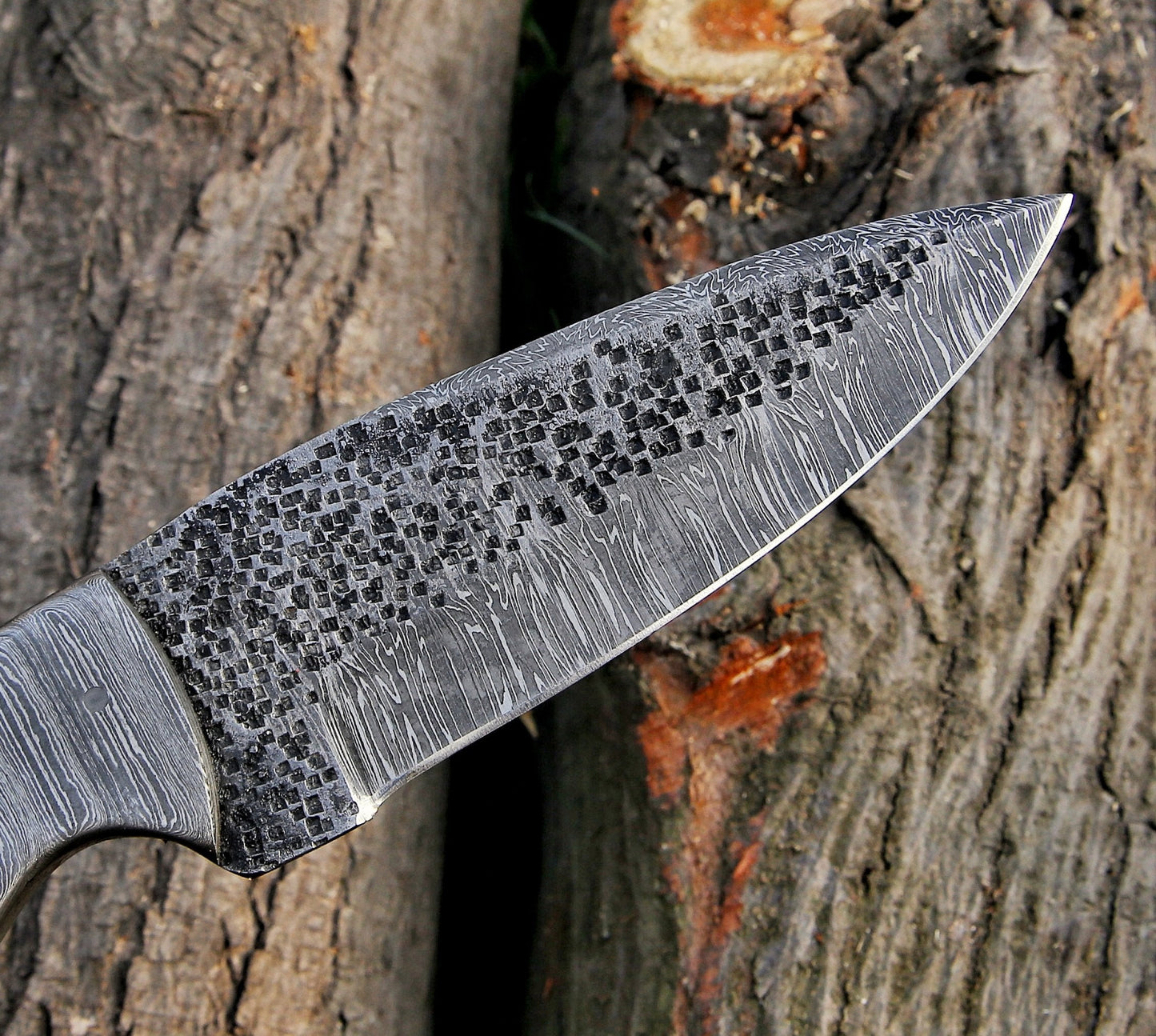 10" Custom Handmade Hammered Damascus Steel Hunting Skinning Knife