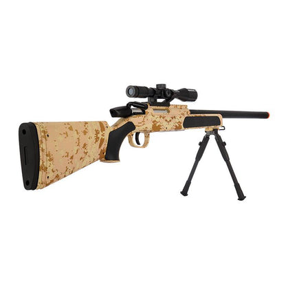 Airsoft Bolt Action Sniper Rifle With Scope & Bi-Pod Desert Digital