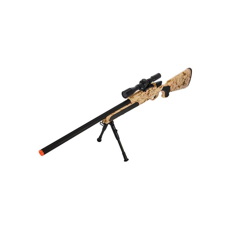 Airsoft Bolt Action Sniper Rifle With Scope & Bi-Pod Desert Digital