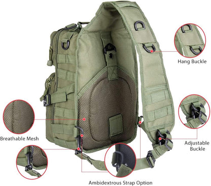 Tactical Sling Bag Pack Military Rover Shoulder Backpack EDC Assault Range Bag Green